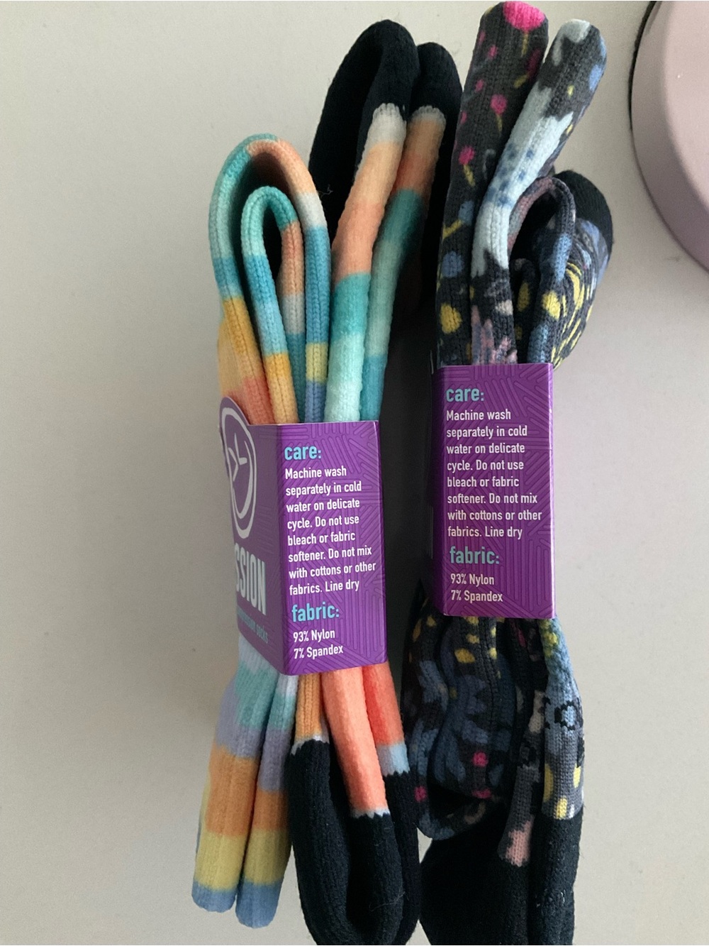 NWT Crazy Compression Socks Lot of TWO Floral Striped SMALL MEDIUM - Picture 2 of 6